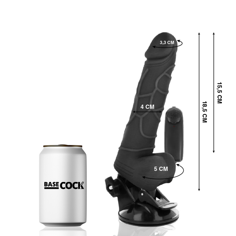 Vibrator realist Basecock negru cu telecomandă – 18,5 cm [2]