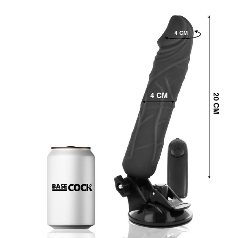 Vibrator realist Basecock negru cu telecomandă – 20 cm [2]