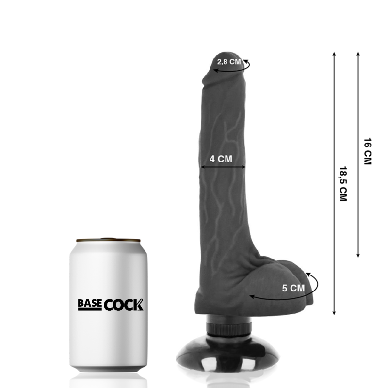 Vibrator realist Basecock negru cu telecomandă – 18,5 cm [3]