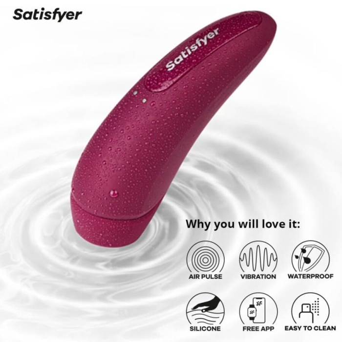 Vibrator Satisfyer Curvy 1, Tehnologie Air Pulse si Vibratii, Control prin Aplicatie Connect, Silicon Medical, Livrare Discreta, Rosu [2]