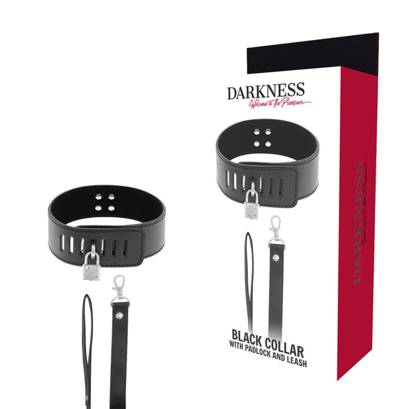 Zgardă BDSM Darkness cu lacăt și lanț – negru [4]