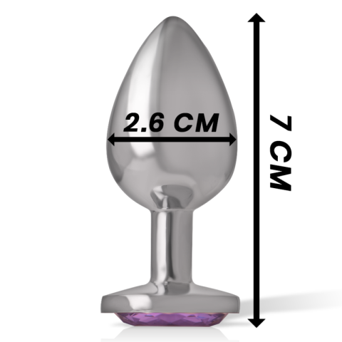 Plug anal metalic mărimea S cu bază sigură și cristal violet decorativ, 7 cm [3]