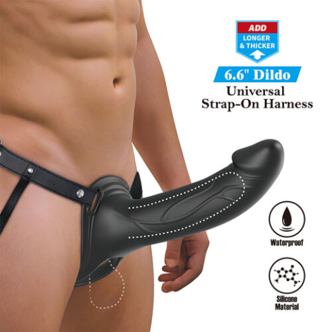 BDSM - Strap-On Pretty Love Landon cu Extensie pentru Penis și Ham Ajustabil, Negru