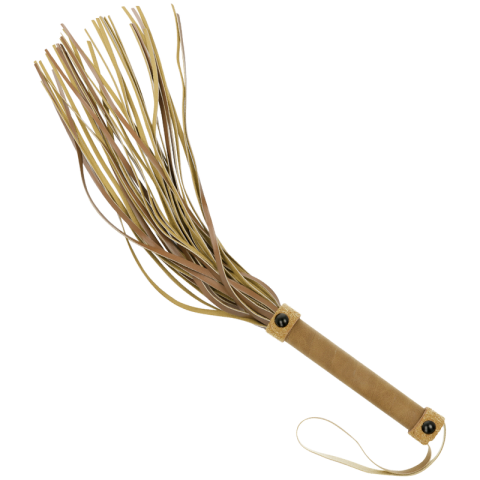 Bici BDSM tip flogger din piele vegană, cu multiple fâșii flexibile și curea pentru încheietură, 28 cm [4]