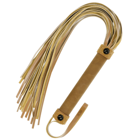 BDSM - Bici BDSM tip flogger din piele vegană, cu multiple fâșii flexibile și curea pentru încheietură, 28 cm