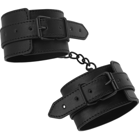 BDSM - Cătușe pentru glezne Intense Fetish din piele vegană neagră