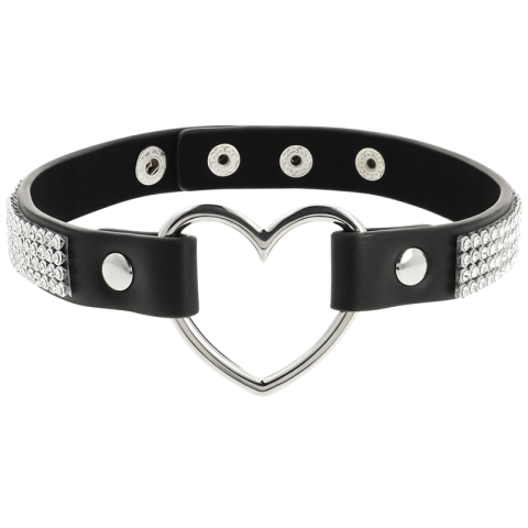 BDSM - Choker Coquette Chic Desire din piele vegană cu inimă – negru