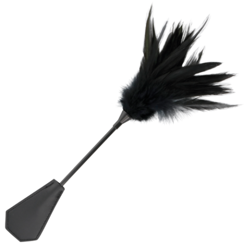 BDSM - Cravașă BDSM DARKNESS cu pene negre, 48 cm
