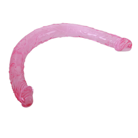 Dildo dublu flexibil pentru penetrare simultană vaginală și anală Double Dong Pink, 44,5 cm [2]