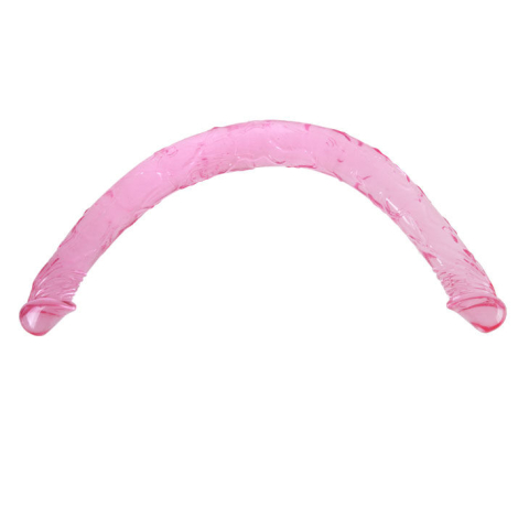 Dildouri - Dildo dublu flexibil pentru penetrare simultană vaginală și anală Double Dong Pink, 44,5 cm