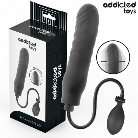 Dildouri - Dildo Gonflabil Addicted Toys Model 3 din Silicon cu Dimensiune Ajustabilă, Negru