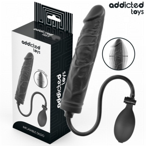 Dildouri - Dildo Gonflabil Addicted Toys Model 4 din Silicon cu Dimensiune Ajustabilă, Negru