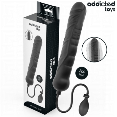 Dildo Gonflabil Realist Addicted Toys Model 5, Silicon Medical, Dimensiune Ajustabila, Negru [0]