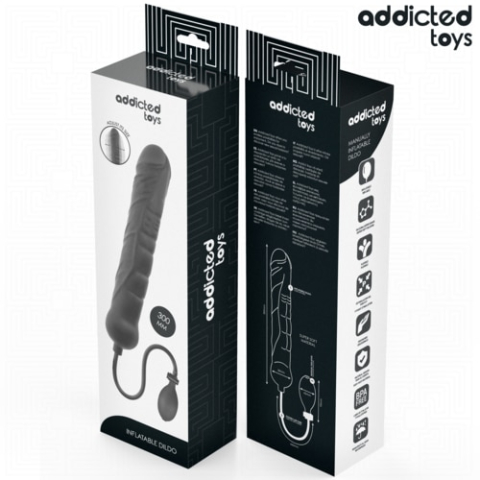 Dildo Gonflabil Realist Addicted Toys Model 5, Silicon Medical, Dimensiune Ajustabila, Negru [5]