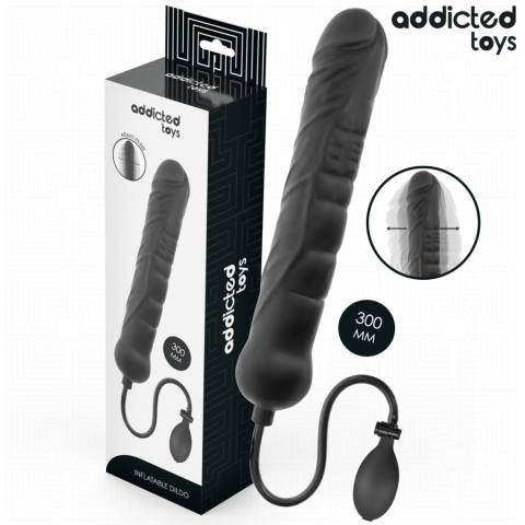 Dopuri anale - Dildo Gonflabil XL Addicted Toys Model 5, Dimensiune Reglabila, Silicon Premium, Baza cu Ventuza Puternica, Negru
