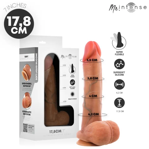 Dildo realist din silicon cu testicule și ventuză, 17,8 cm, Ø 4,2 cm [0]