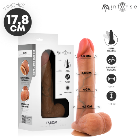Vibratoare & Dildo - Dildo realist din silicon cu testicule și ventuză, 17,8 cm, Ø 4,2 cm