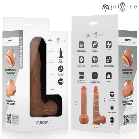 Dildo realist din silicon cu ventuză și testicule, 17,8 cm lungime, Ø 4 cm [5]
