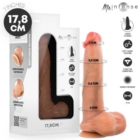 Vibratoare & Dildo - Dildo realist din silicon cu ventuză și testicule, 17,8 cm lungime, Ø 4 cm