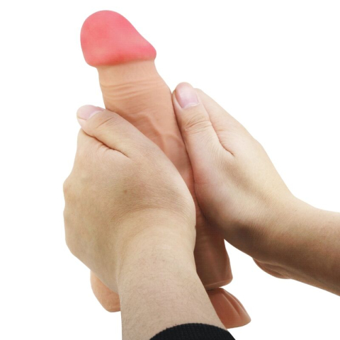 Dildo vibrator realist Sliding Skin cu piele mobilă, telecomandă cu fir și ventuză, TPR, 21,8 cm [2]