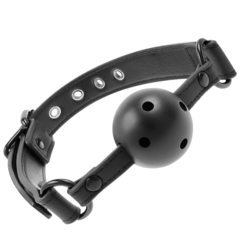 Gag BDSM FETISH SUBMISSIVE bilă perforată și curea piele vegană [1]