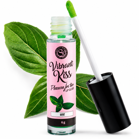 Stimulare - Gloss intim comestibil Vibrant Kiss cu efect de furnicături și aromă de mentă, 6 g