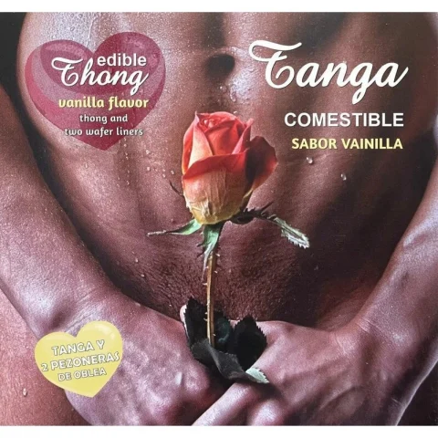 Lenjerie comestibilă - Hotflowers Chiloti tanga comestibili pentru barbati + 2 capace de vanilie set