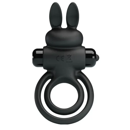 Inele penis - Inel erectil vibrator Rabbit din silicon negru