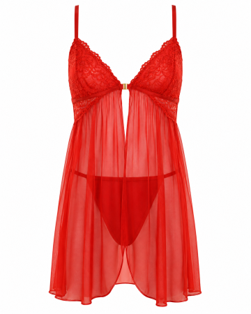 Lenjerie sexy - Lenjerie Intima Body Baby Doll Rosu & Chiloti String - 2 piese