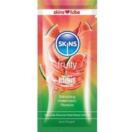 Lubrifianti - Lubrifiant pe baza de apa Skins Fruity Watermelon, aroma pepene verde, plic monodoza 5 ml