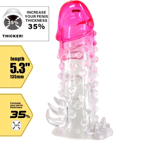 Manșon extensor pentru penis cu suprafață texturată, 13,5 cm – Pretty Love Wilford, Roz, cu efect de Ingrosare [3]