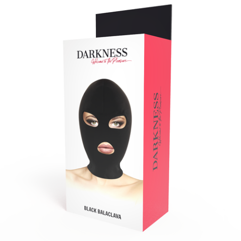 Mască BDSM DARKNESS neagră cu deschideri pentru ochi și gură [2]