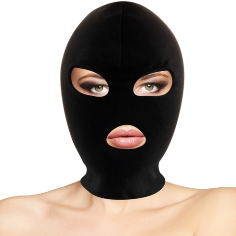 BDSM - Mască BDSM DARKNESS neagră cu deschideri pentru ochi și gură