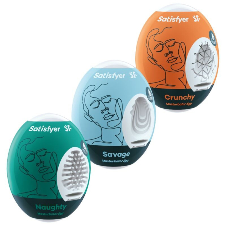 Masturbatoare barbati - Masturbatoare Satisfyer, set 3 bucati, textura asemanatoare pielii, forme interioare variate