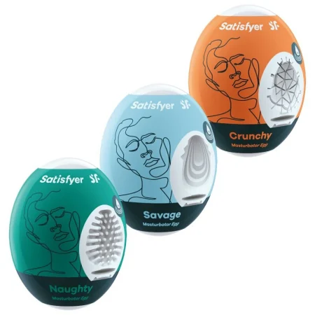 Masturbatoare bărbați - Set 3 masturbatoare masculine Satisfyer Naughty, Savage și Crunchy