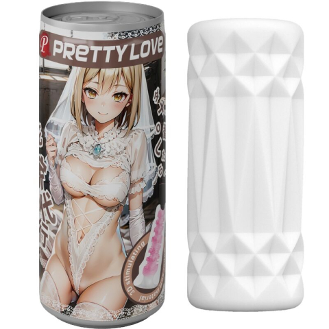 Masturbatoare bărbați - Masturbator masculin compact Can Model 1 cu interior elastic și intens texturat, TPR moale, recipient discret, 11 cm, alb