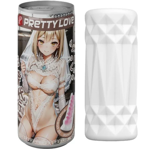 Masturbatoare bărbați - Masturbator masculin compact Can Model 1 cu interior elastic și intens texturat, TPR moale, recipient discret, 11 cm, alb