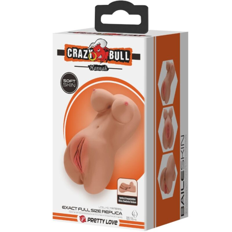 Masturbator realist 2 în 1 cu vagin și anus, două canale texturate Hannah Double, 16,5 cm [4]