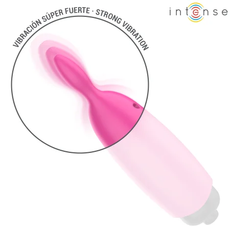 Vibratoare - Mini vibrator Intense Bunny roz din silicon, 8 x 3 cm