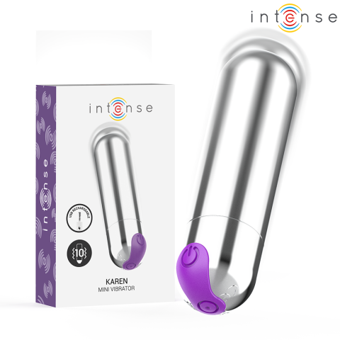 Mini vibratoare - Mini Vibrator Tip Glont Intense Karen, 10 Functii, Reincarcabil USB, Silentios, Rezistent la Apa, Livrare Discreta, Negru