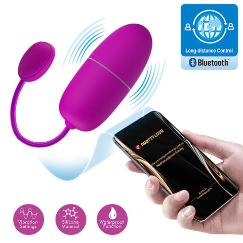 Vibratoare - Ou vibrator Nymph cu control prin aplicație și de la distanță, vibrații interactive, mov