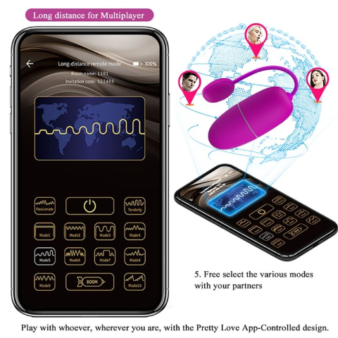 Ou vibrator Nymph cu control prin aplicație și de la distanță, vibrații interactive, mov [11]