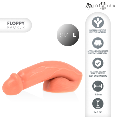 Packer - Packer realist, Intense, Floppy Size L, silicon moale, rezistent la apă, 175x95x38mm