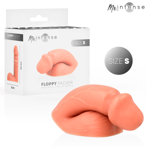 Packer - Packer realist Mr. Intense Floppy Size S, silicon moale, rezistent la apa, natural, 113x82mm
