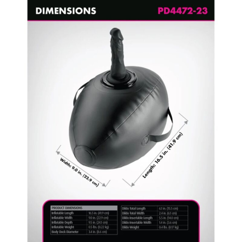 Pernă gonflabilă erotică cu dildo inclus și suport pentru jucării cu ventuză – FETISH FANTASY SERIES Body Dock [5]