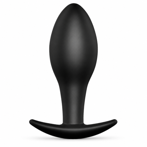 Pluguri anale - Plug anal Anchor, din silicon, bază lată de siguranță, 8,5 cm, negru