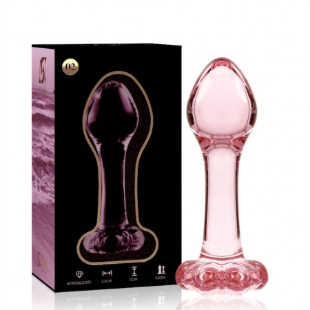 Dopuri anale - Plug Anal din Sticla Borosilicata Nebula Series by Ibiza, Model 2, Hipoalergenic, 11 cm, Roz