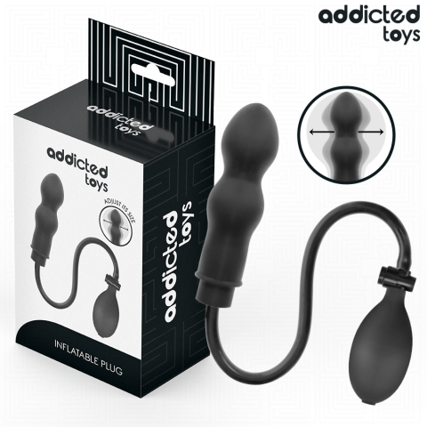 Dopuri anale - Plug Anal Gonflabil Addicted Toys Model 1, Silicon Medical, Dimensiune Ajustabila prin Pompare, Negru
