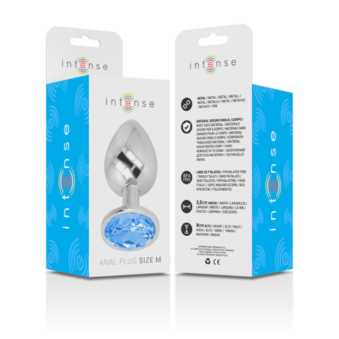 Plug anal metalic Intense cu cristal albastru – M [5]