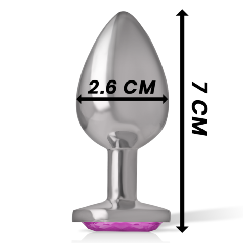 Plug anal metalic pentru începători, mărimea S, bază sigură cu cristal roz, 7 cm [3]